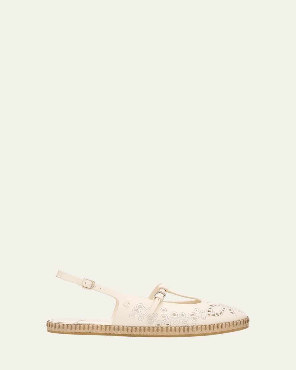 Amiee Leather Embroidered Espadrille Ballerina Flats
